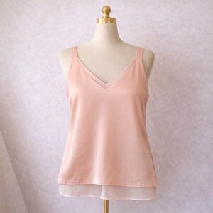 H&M - Pink Satin Camisole Double-Layered Sleeveless Top
